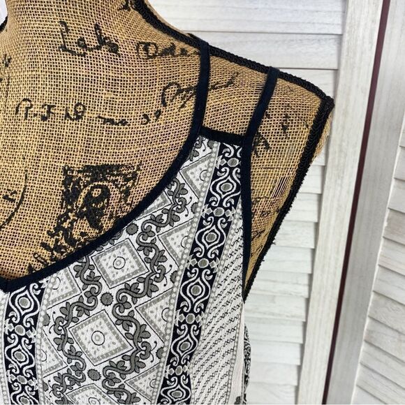 Earthbound Trading Co. Printed Mini Dress Black Tan Medium - Picture 6 of 13